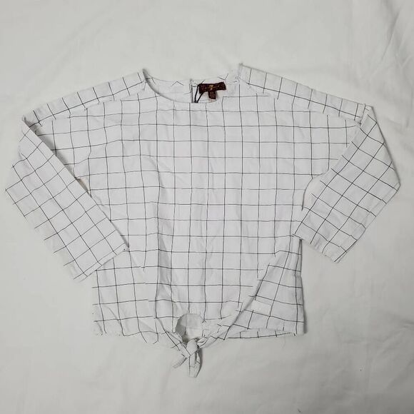 7 For all Mankind 4T Girls White Check Blouse - Picture 1 of 6